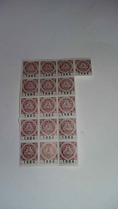16 timbres d'associés franc maçon 1984                      
