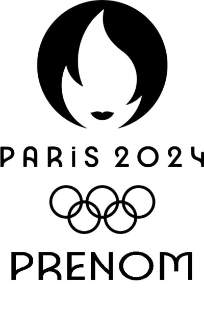 Sticker flamme JO PARIS 2024 vinyle ou patch thermocollant avec votre prénom 