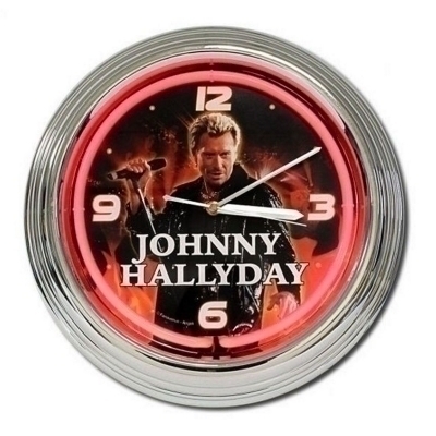 Johnny Hallyday - Pendule Neon Johnny Hallyday Rouge