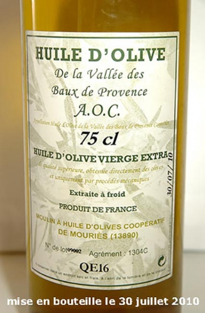 Huile d'olive BIO extra vierge, qualité supérieure, 2010