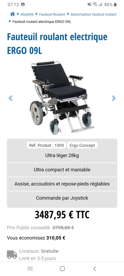 Fauteuil roulant électrique 