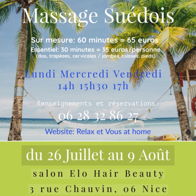 Massage Suédois au salon Elo Hair Beauty